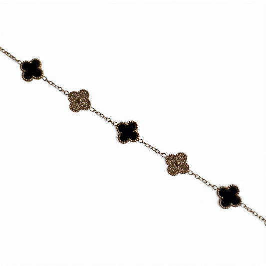 Bracelet trèfle diamant [NOIR]