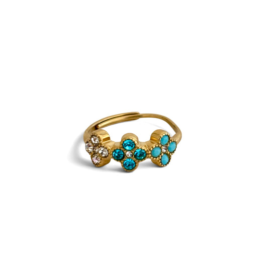 Bague Flower ajustable [TURQUOISE]