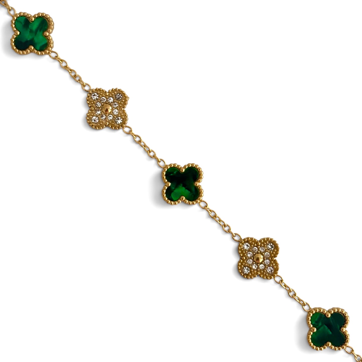 Bracelet trèfle diamant [VERT]