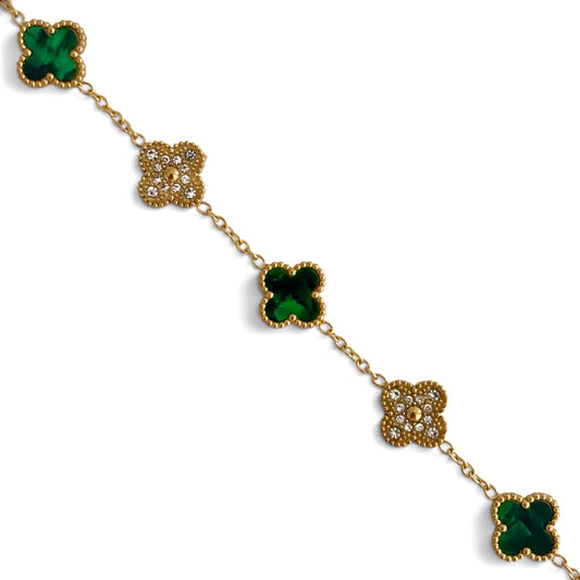 Bracelet trèfle diamant [VERT]