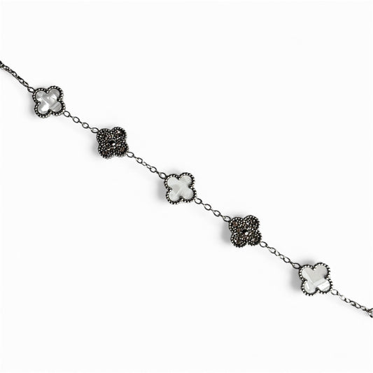 Bracelet trèfle [BLANC ARGENTÉ]
