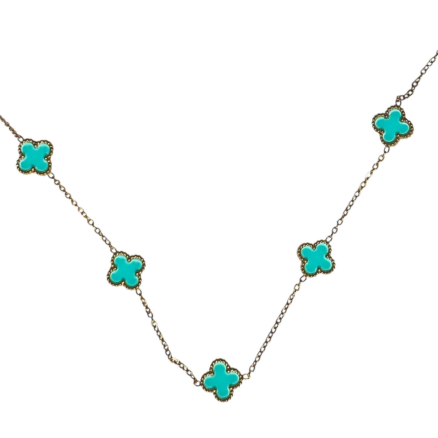 Collier trèfle [GOLD TURQUOISE]