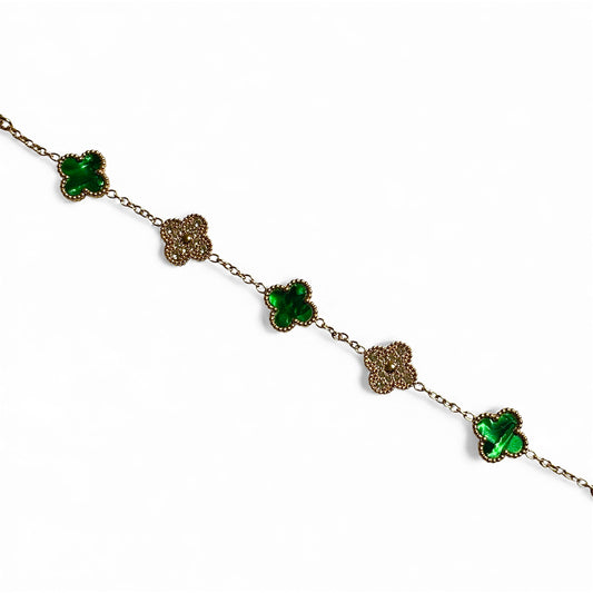 Bracelet trèfle diamant [VERT]