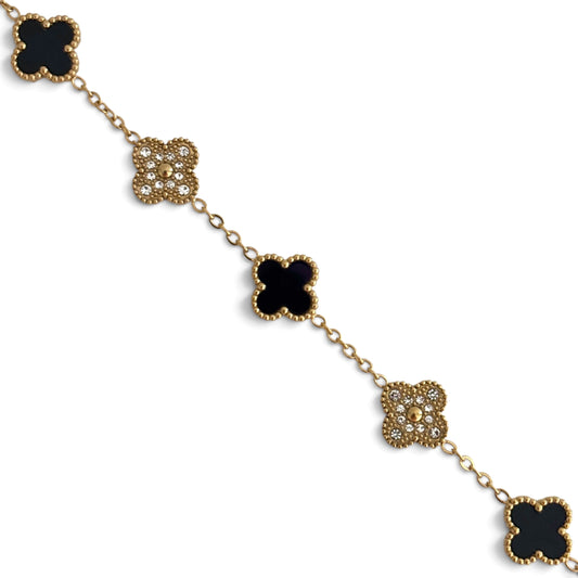Bracelet trèfle diamant [NOIR]