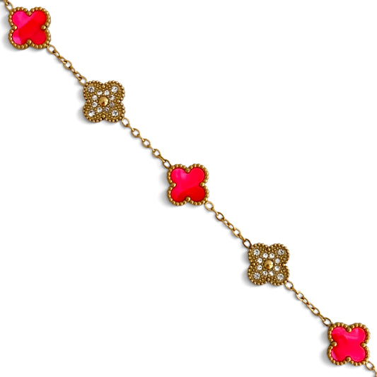 Bracelet trèfle diamant [ROSE FUCHSIA]