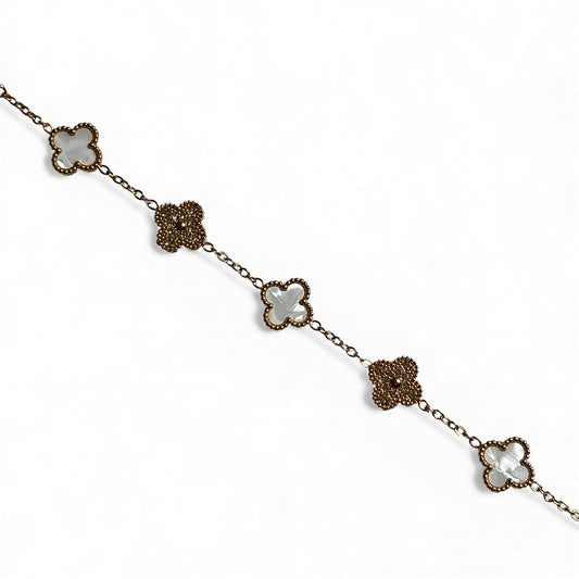 Bracelet trèfle diamant [BLANC]