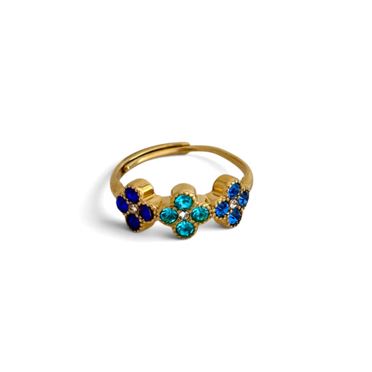 Bague Flower ajustable [BLEU]