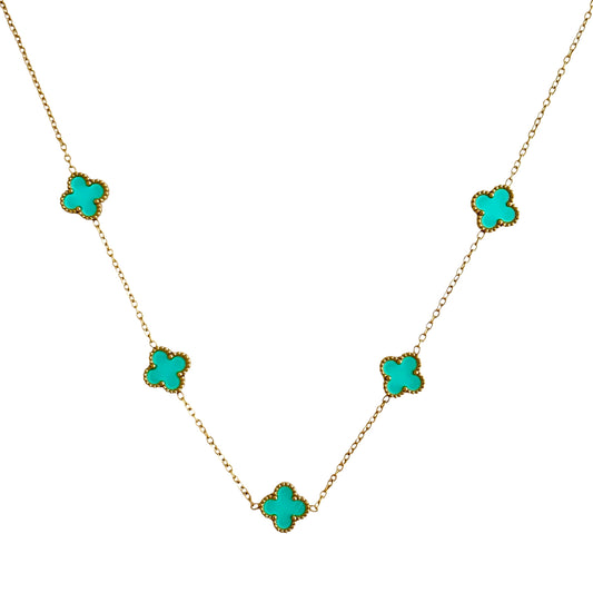 Collier trèfle [GOLD TURQUOISE]